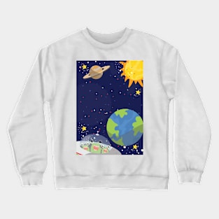 Spaceship Galaxy Crewneck Sweatshirt